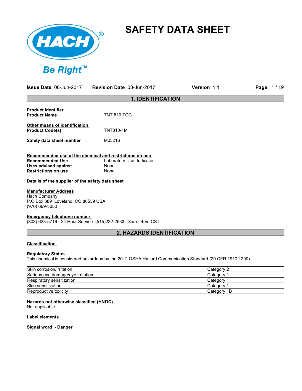 Safety Data Sheet