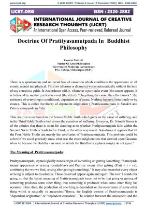 Doctrine of Pratityasamutpada in Buddhist Philosophy