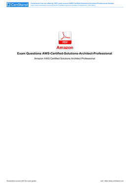 Amazon Exam Questions AWS-Certified-Solutions-Architect-Professional Amazon AWS Certified Solutions Architect Professional