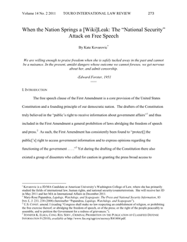 Leak: the “National Security” Attack on Free Speech