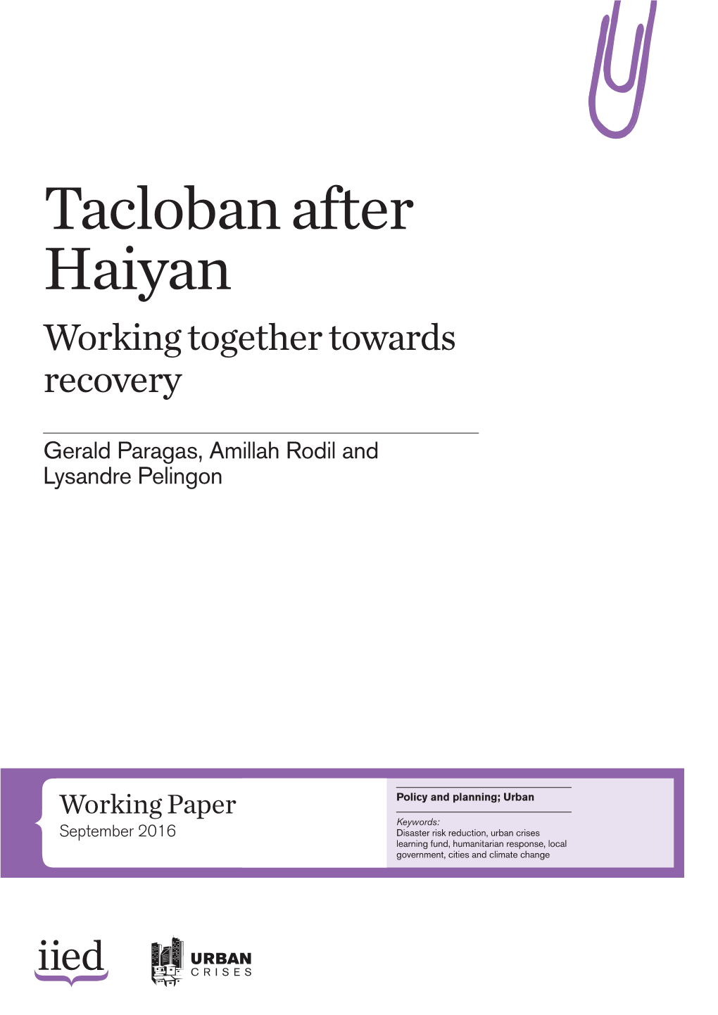 Tacloban After Haiyan Working Together Towards Recovery