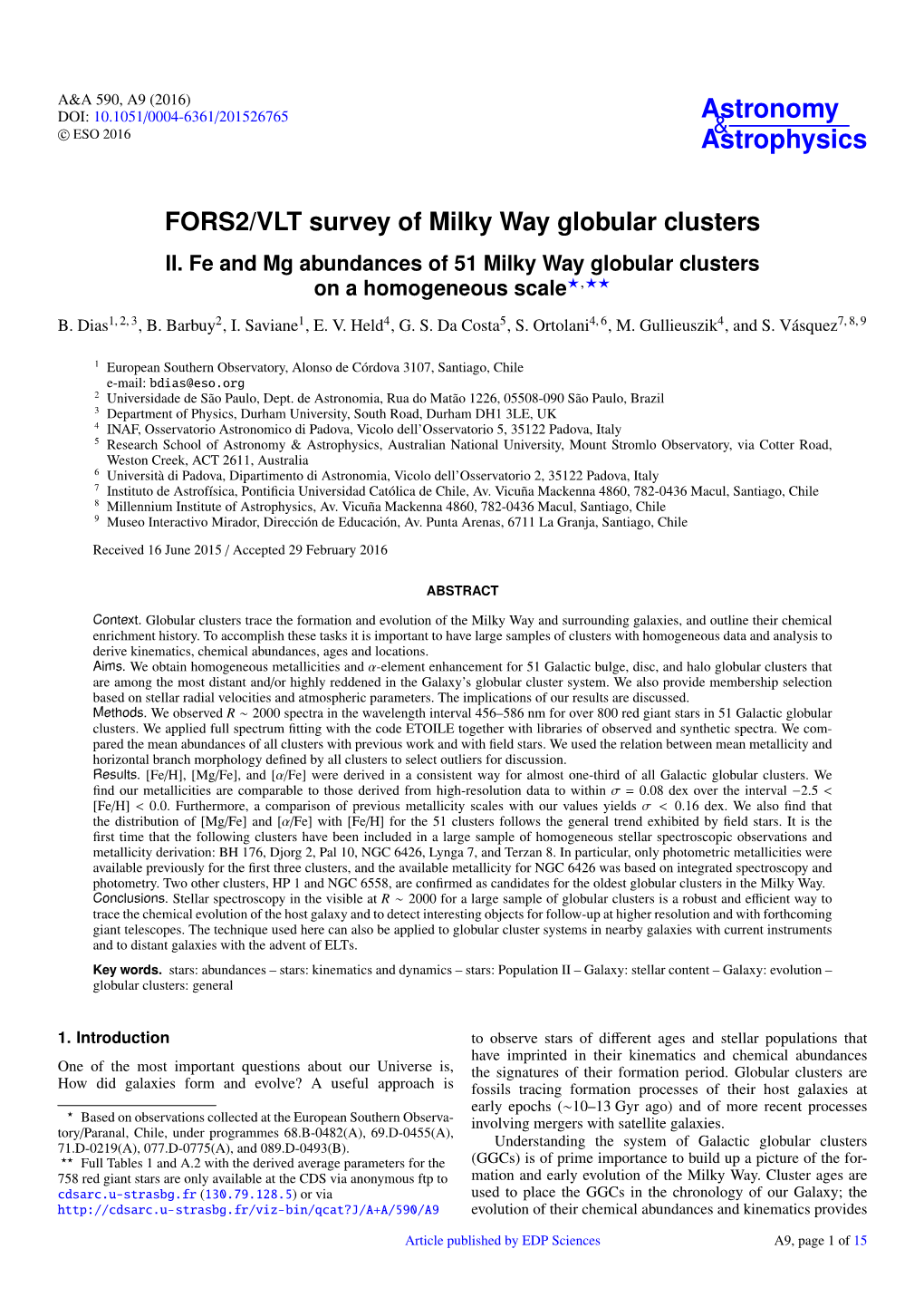 FORS2/VLT Survey of Milky Way Globular Clusters II