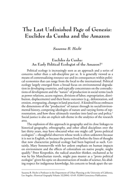 Euclides Da Cunha and the Amazon