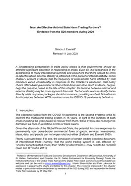 Must an Effective Activist State Harm Trading Partners? Evidence from the G20 Members During 2020