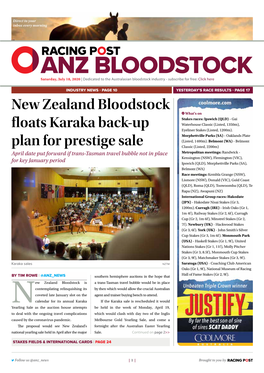 New Zealand Bloodstock Floats Karaka Back-Up Plan for Prestige Sale | 2 | Saturday, July 18, 2020