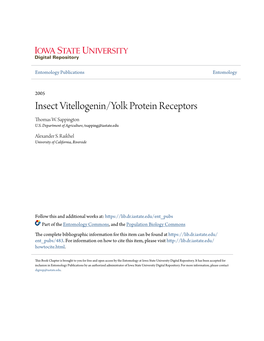 Insect Vitellogenin/Yolk Protein Receptors Thomas W