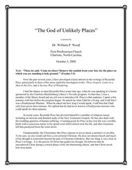 “The God of Unlikely Places”