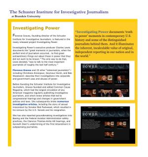 The Schuster Institute for Investigative Journalism at Brandeis University