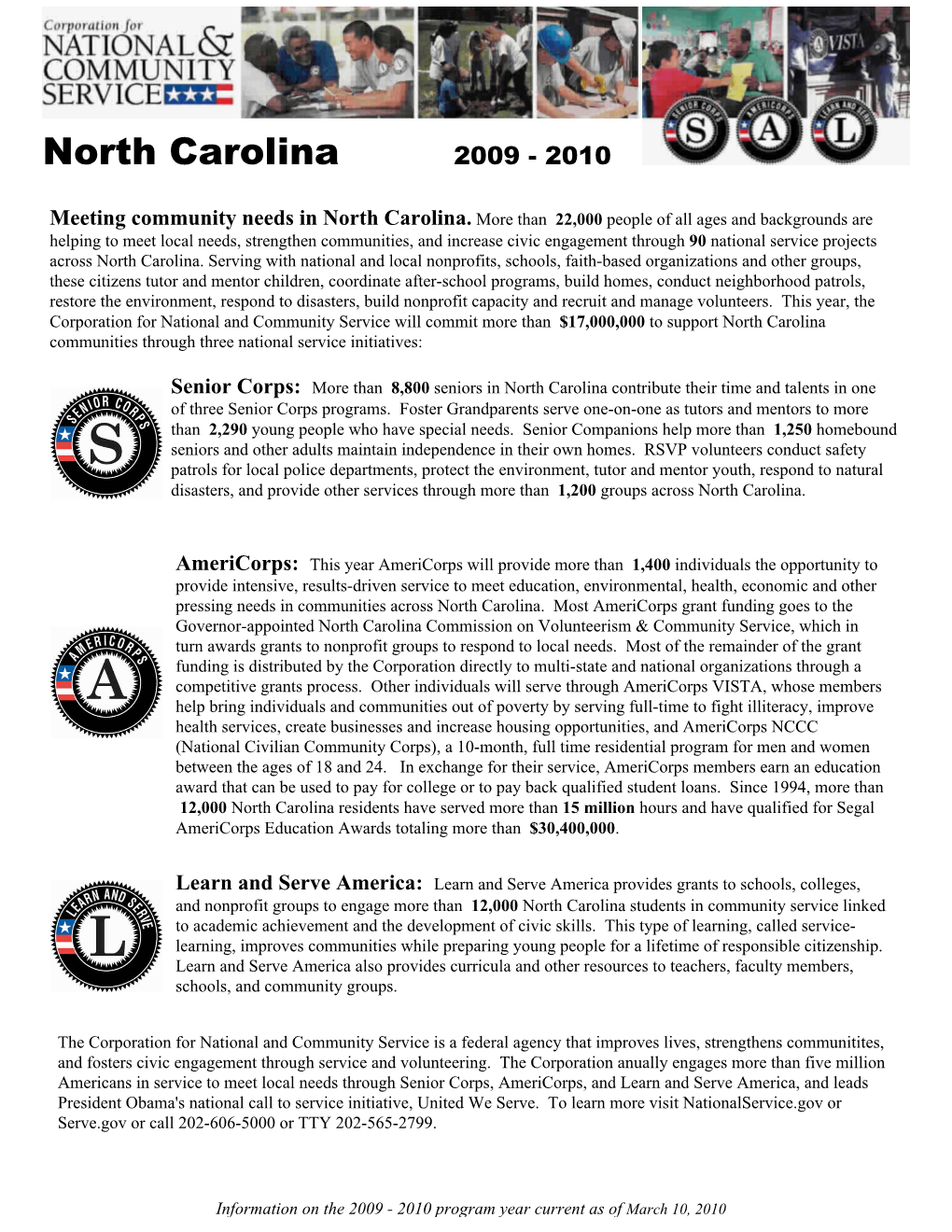North Carolina 2009 - 2010