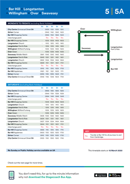 Bar Hill  Longstanton  Willingham  Over  Swavesey 5 | 5A