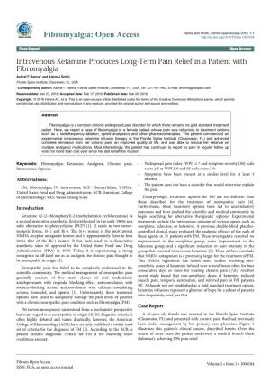 Intravenous Ketamine Produces Long-Term Pain