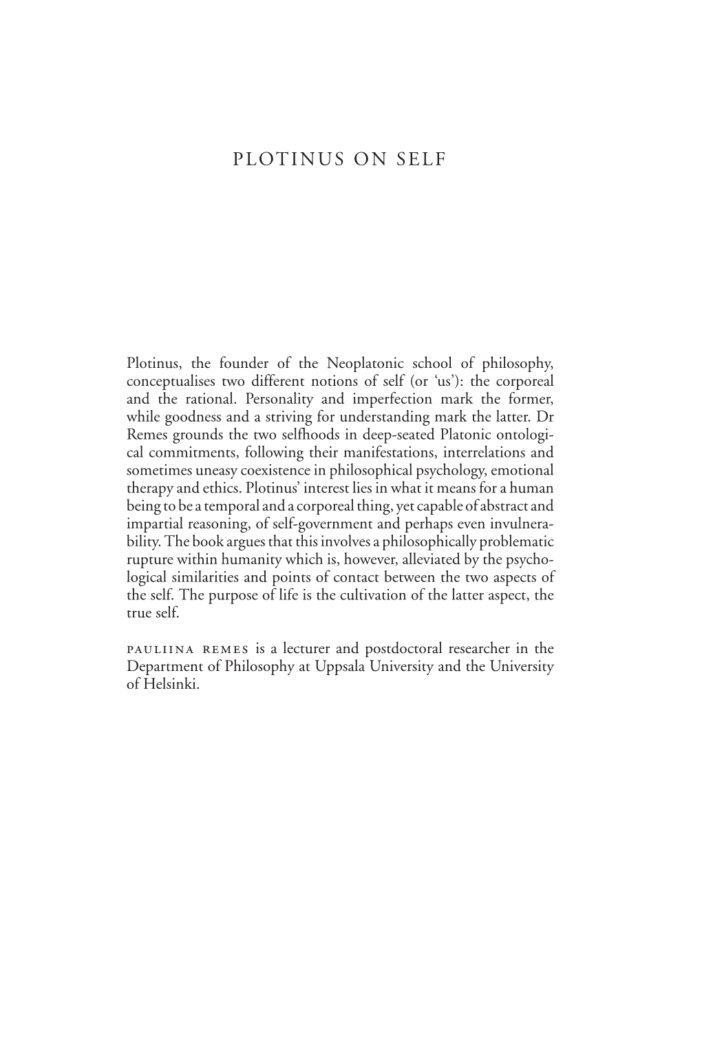 Plotinus on Self