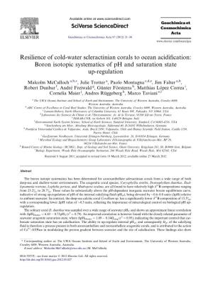 Resilience of Cold-Water Scleractinian Corals to Ocean Acidification