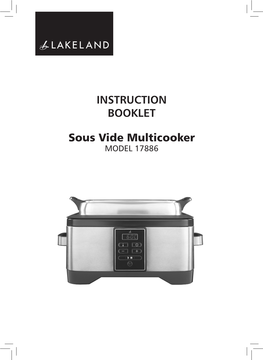 INSTRUCTION BOOKLET Sous Vide Multicooker