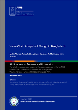 Value Chain Analysis of Mango in Bangladesh