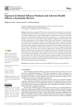 Exposure to Heated Tobacco Products and Adverse Health Effects, a Systematic Review