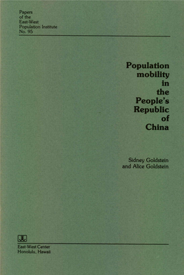 Population Mobility in the People's Republic of China