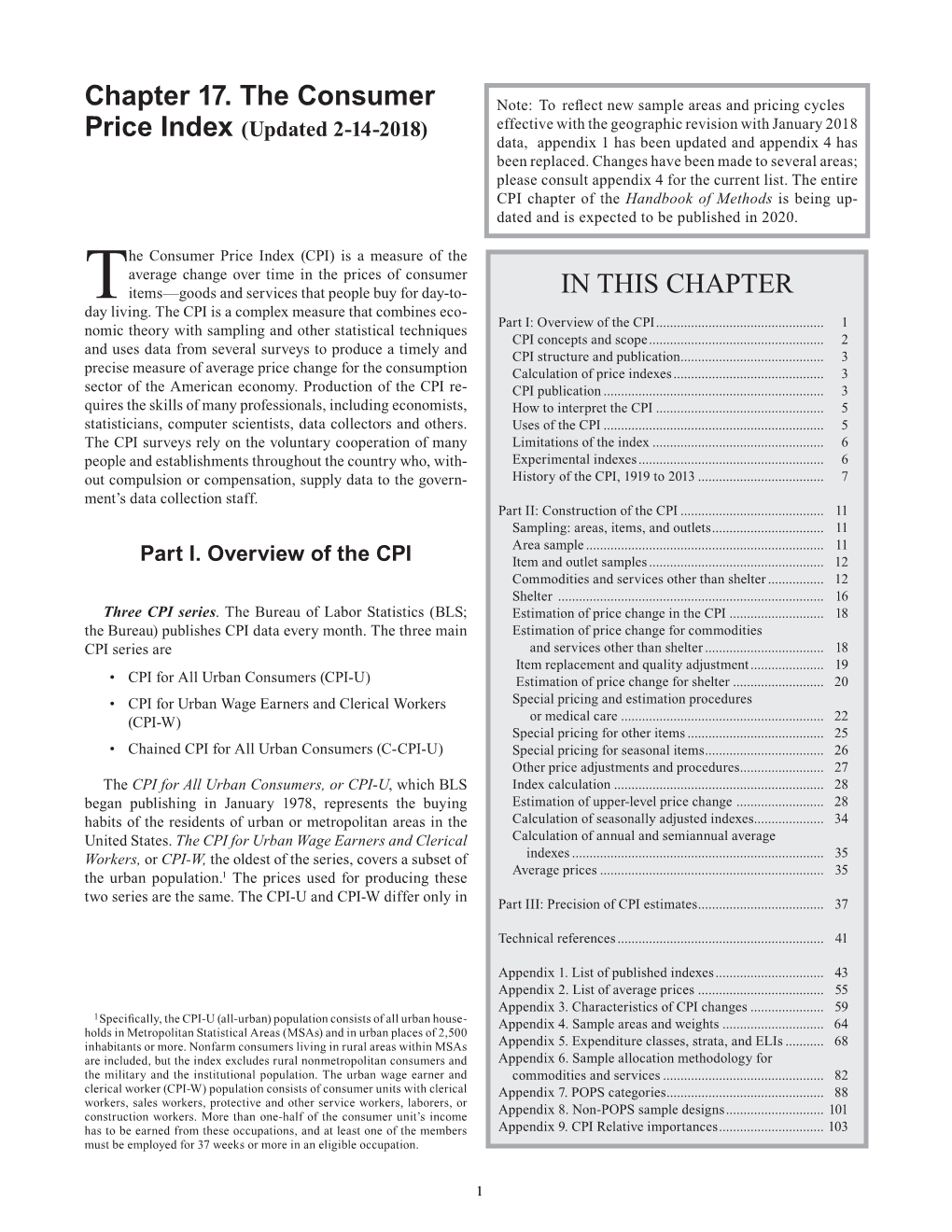 BLS Handbook of Methods, Chapter 17. the Consumer Price Index