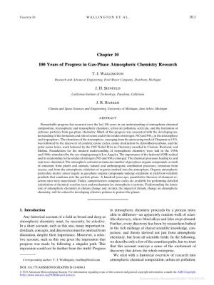 Chapter 10 100 Years of Progress in Gas-Phase Atmospheric Chemistry Research