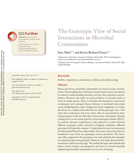 The Genotypic View of Social Interactions in Microbial Communities