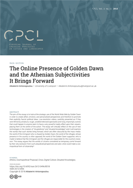 The Online Presence of Golden Dawn and the Athenian Subjectivities It