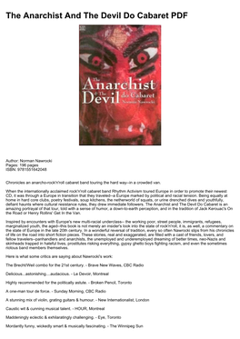 The Anarchist and the Devil Do Cabaret PDF Download