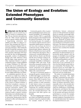 The Union of Ecology and Evolution: Extended Phenotypes and Community Genetics
