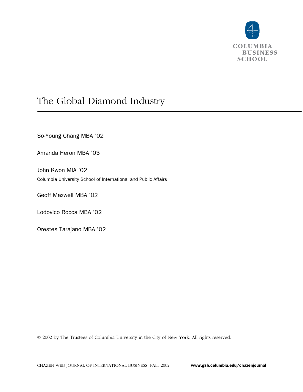 The Global Diamond Industry