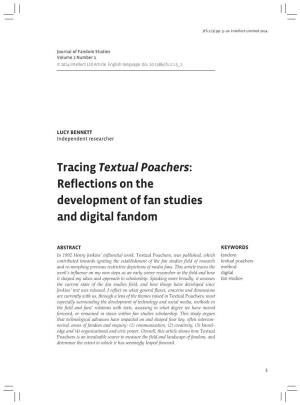 Tracing Textual Poachers: Reflections on the Development of Fan Studies and Digital Fandom