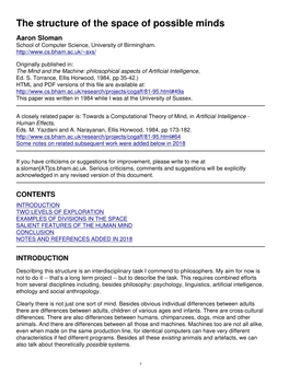 The Structure of the Space of Possible Minds