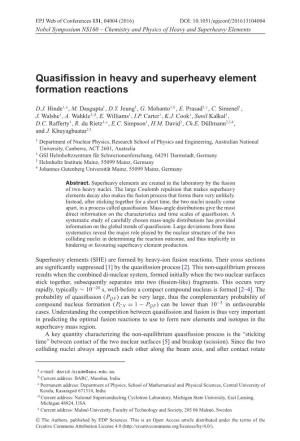 Quasifission in Heavy and Superheavy Element Formation Reactions