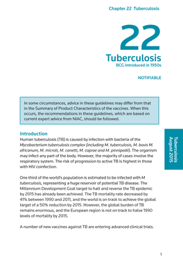 Chapter 22 Tuberculosis 22 Tuberculosis BCG Introduced in 1950S