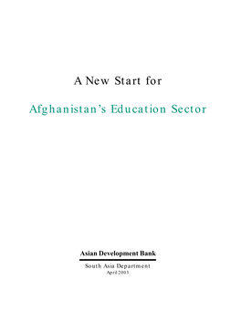 A New Start for Afghanistan's Education Sector