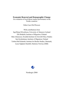 Economic Renewal and Demographic Change an Evaluation of Local Labour Market Performance in the Nordic Countries