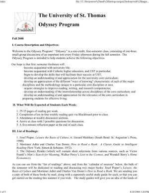 The University of St. Thomas Odyssey Program