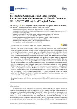 Prospecting Glacial Ages and Paleoclimatic Reconstructions Northeastward of Nevado Coropuna (16◦ S, 73◦ W, 6377 M), Arid Tropical Andes