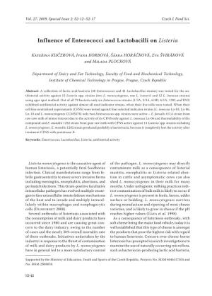 Influence of Enterococci and Lactobacilli on Listeria
