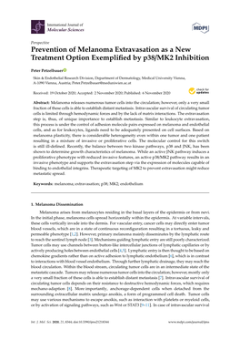 Prevention of Melanoma Extravasation As a New Treatment Option Exempliﬁed by P38/MK2 Inhibition