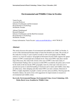 Environmental and Wildlife Crime in Sweden