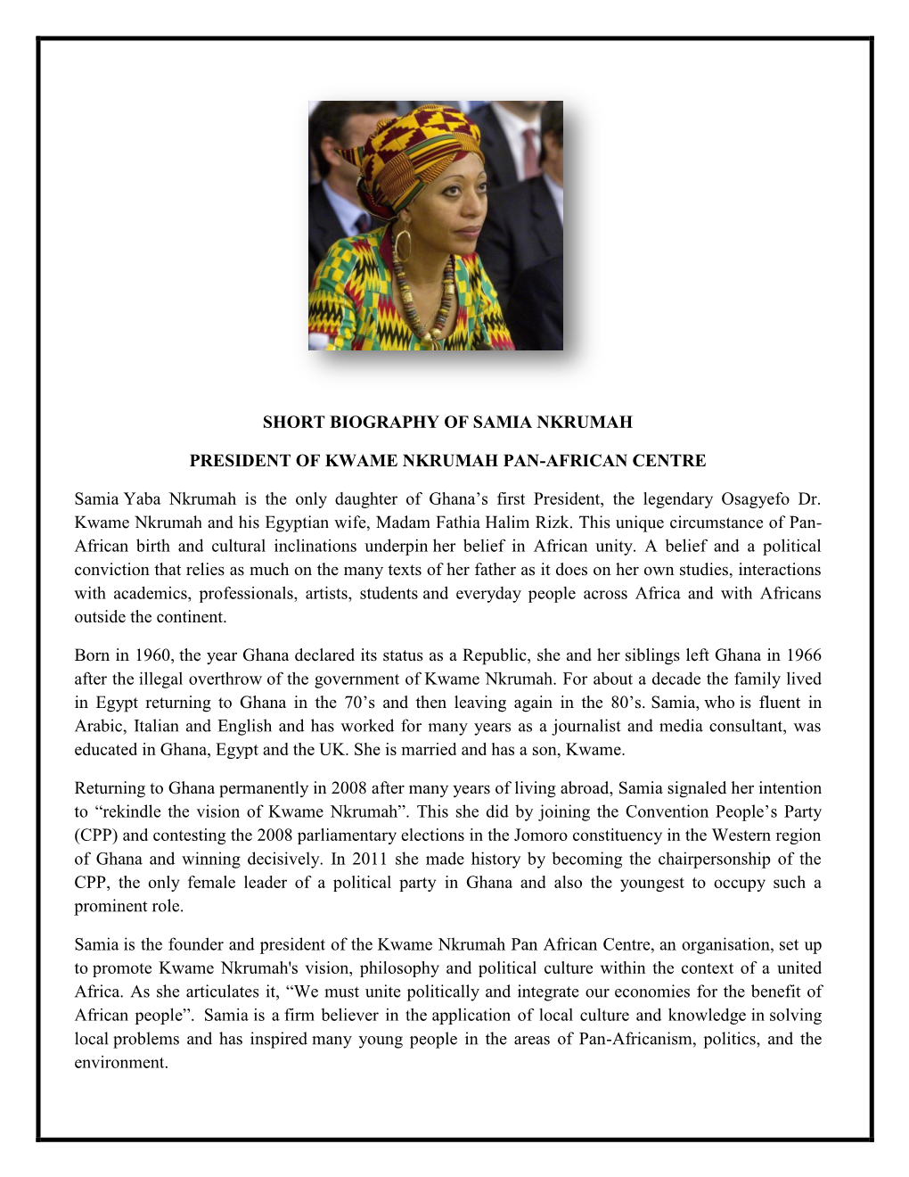 Short Biography of Samia Nkrumah President Of