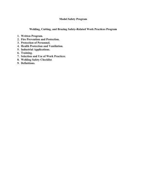 Model Safety Program Welding, Cutting, and Brazing Safetyrelated