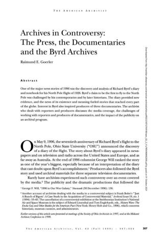The Press, the Documentaries and the Byrd Archives