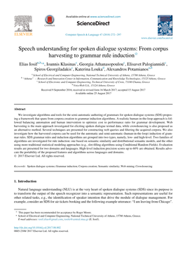 Speech Understanding for Spoken Dialogue Systems: from Corpus Harvesting to Grammar Rule Induction