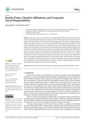 Family Firms, Chaebol Affiliations, and Corporatesocial Responsibility