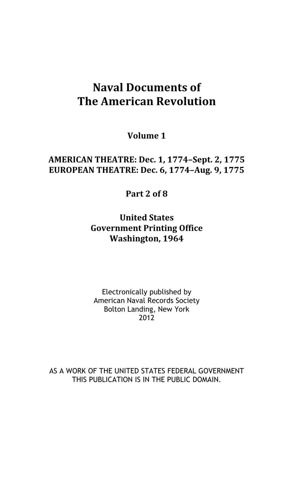 Naval Documents of the American Revolution, Volume 1, Part 2