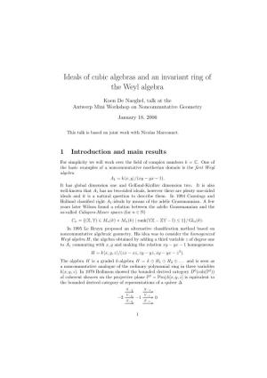 Ideals of Cubic Algebras and an Invariant Ring of the Weyl Algebra