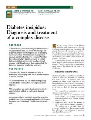 Diabetes Insipidus: Diagnosis and Treatment of a Complex Disease