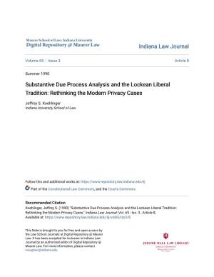 Substantive Due Process Analysis and the Lockean Liberal Tradition: Rethinking the Modern Privacy Cases