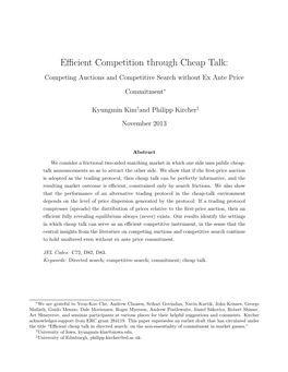 Efficient Competition Through Cheap Talk