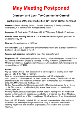 Committee Minutes 12Th March 2020